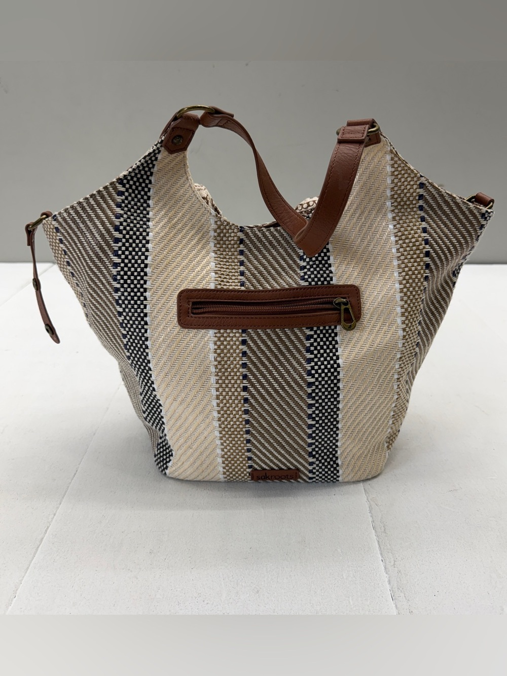 Sakroots Roma Woven Straw Expandable Shoulder Tote Bag
